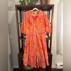 Farm rio Vibrant Pink and Orange Dress